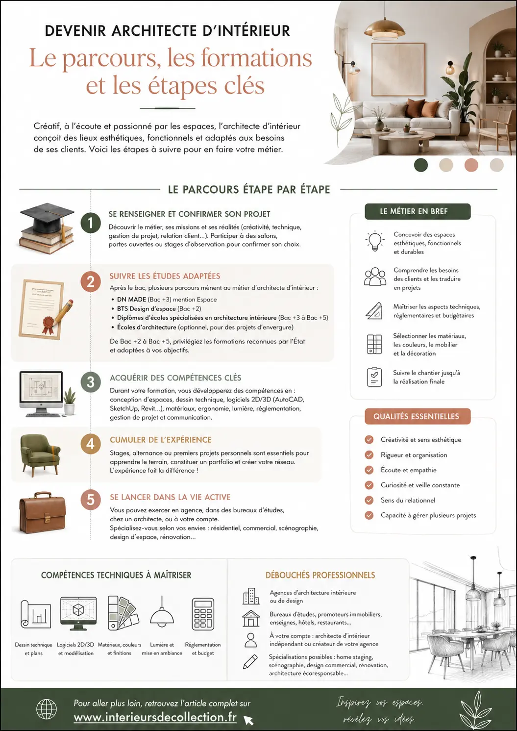 Quel parcours pour devenir architecte d’intérieur - infographie